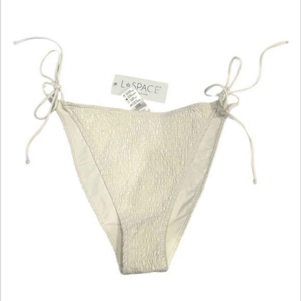 L-Space cream textured bikini swim bottoms size XL